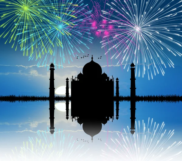 Fogos de artifício no Taj Mahal — Fotografia de Stock