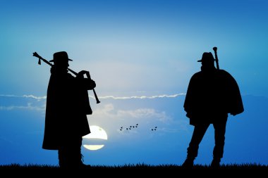 gün batımında Pipers