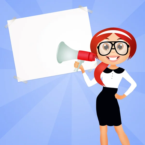 Woman with megaphone — Stock Photo, Image