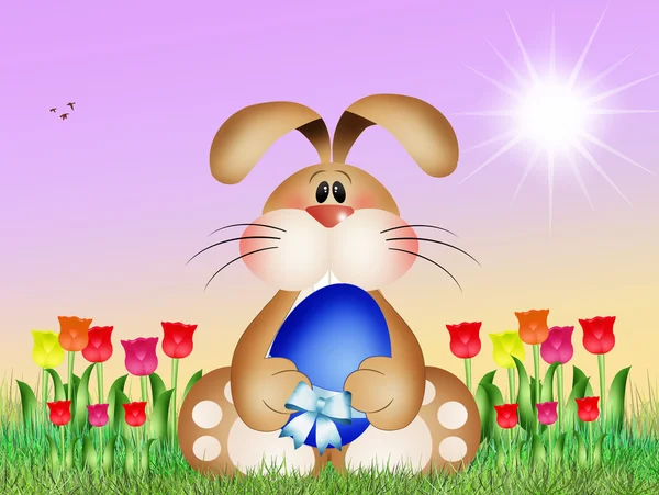 兔子与复活节巧克力蛋 — 图库照片