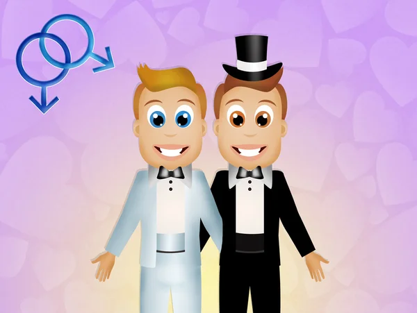 Joven pareja de boda gay — Foto de Stock