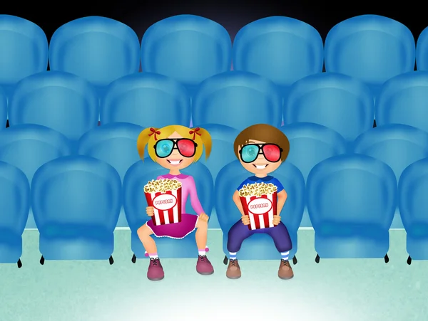 Les enfants regardent des films en 3D — Photo