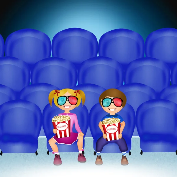Kinder sehen Filme in 3D — Stockfoto