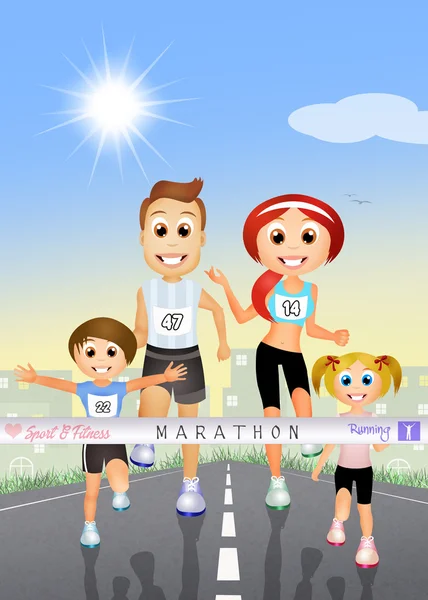 Famiglia di maratone — Foto Stock