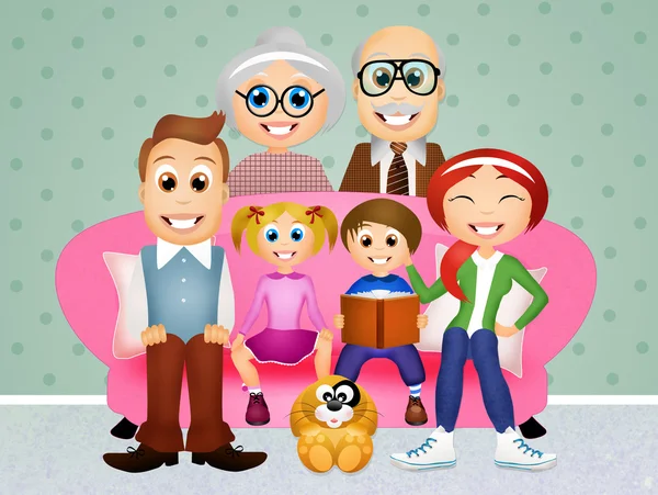 Family on the couch — Stock Photo, Image