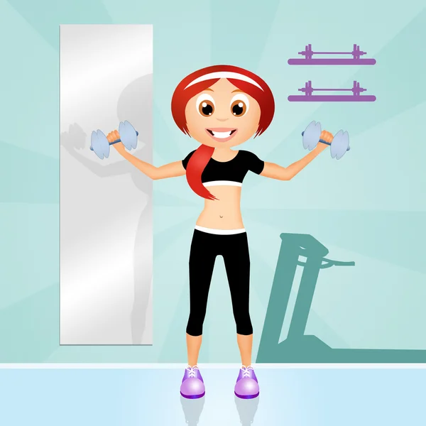 Girl you train with weights — Stock Photo, Image