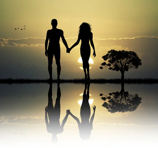 Adam and Eve in the eden — Stock Photo, Image