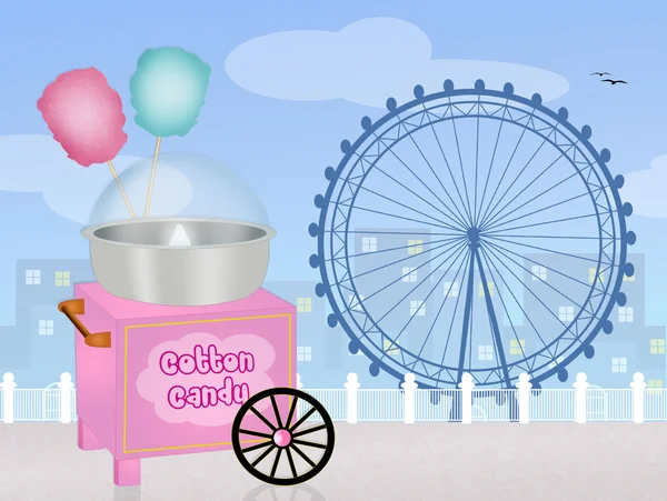 Cotton candy in the amusement park — Stock Photo, Image