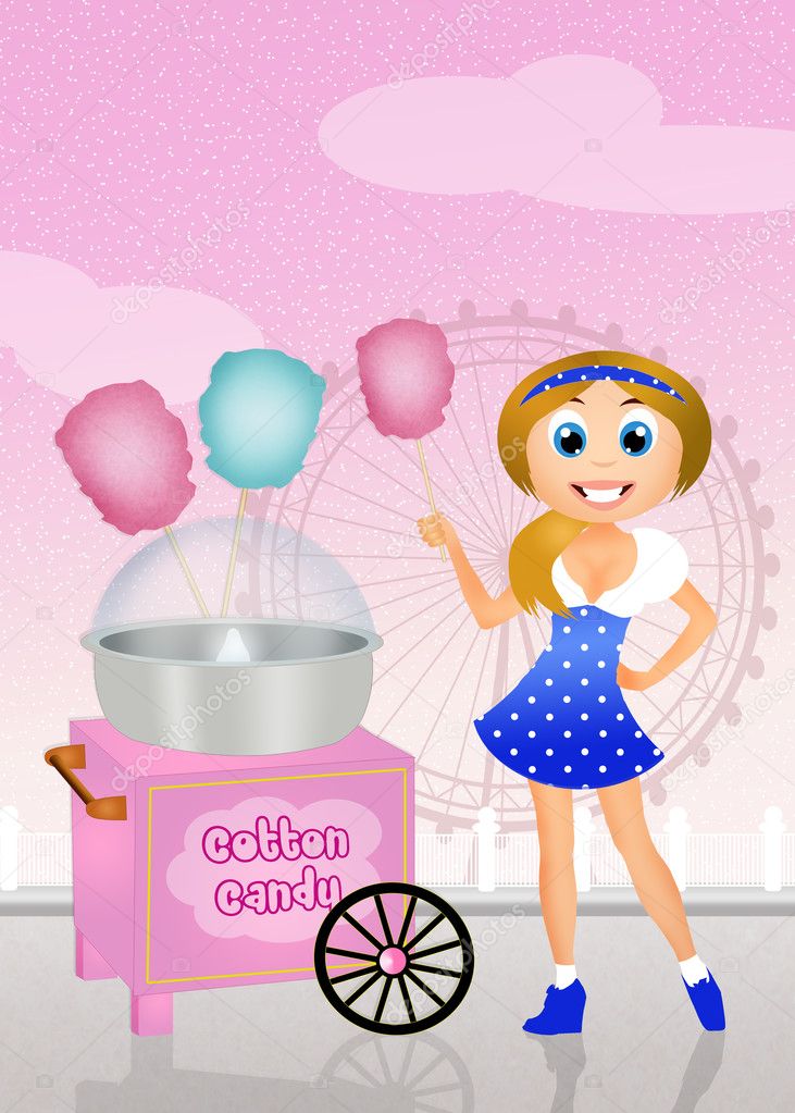 Girl sells cotton candy