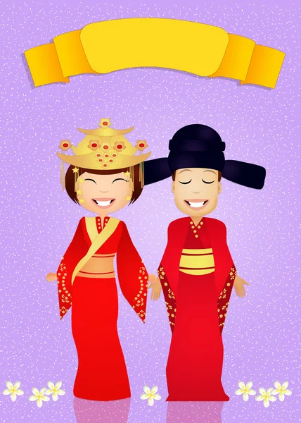 Παραδοσιακή φορεσιά κινέζικο γάμο — Φωτογραφία Αρχείου