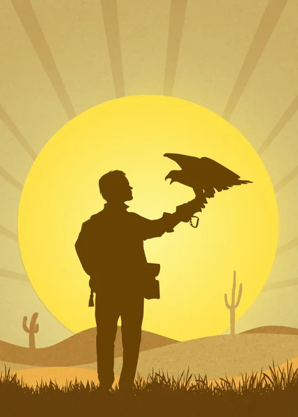 Falconry in the desert — Stock Photo, Image