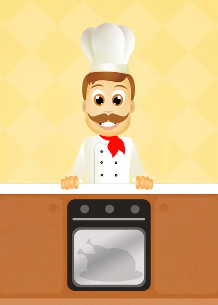 Chef en la cocina — Foto de Stock