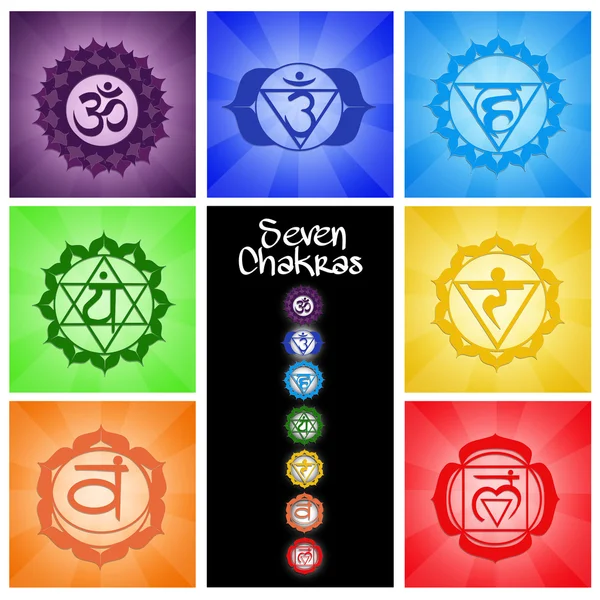 Sete chakras colagem — Fotografia de Stock