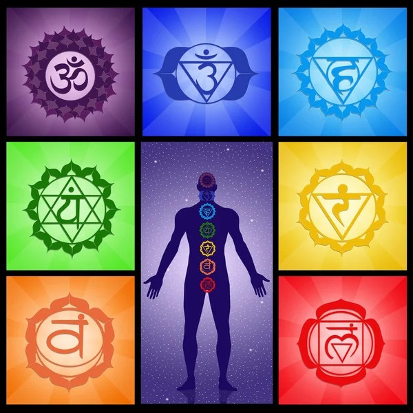 Sete chakras colagem — Fotografia de Stock