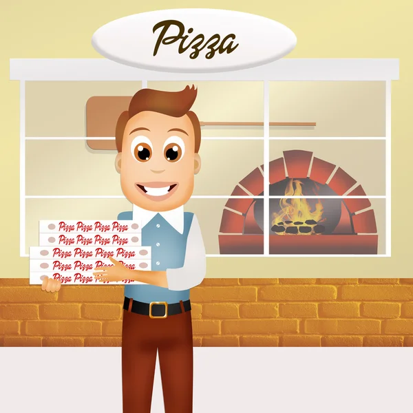 Mann mit Pizza — Stockfoto