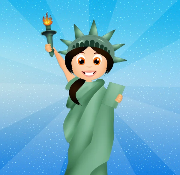 Chica vestida como la Estatua de la Libertad —  Fotos de Stock