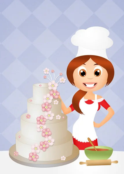 Kvinna matlagning kaka — Stockfoto