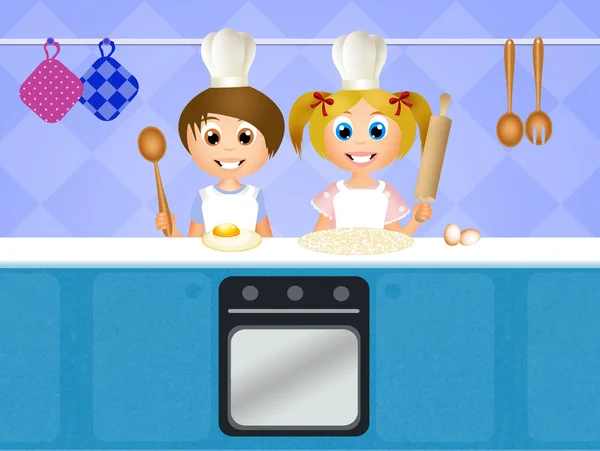 Kids in the kitchen — Stock Photo, Image