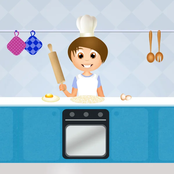 Boy in the kitchen — Stock Photo, Image