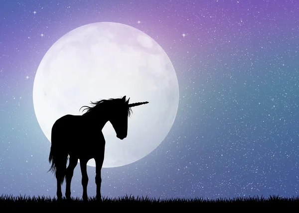 Unicornio a la luz de la luna — Foto de Stock