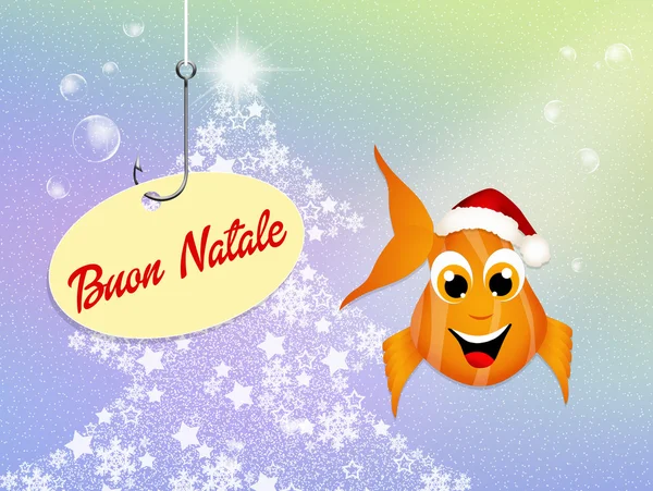 Pesce rosso festeggiare il Natale — Foto Stock