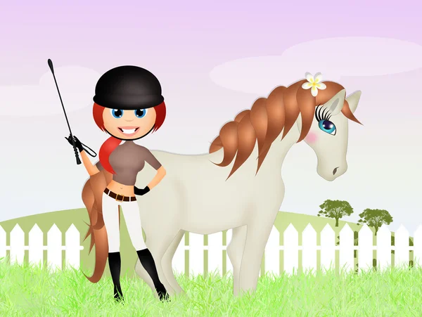 Dziewczyna z kobieta koń — Zdjęcie stockowe