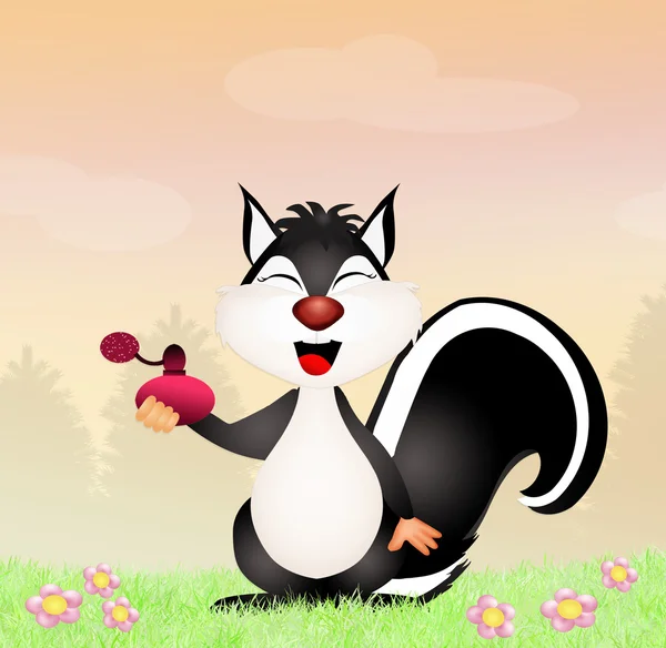 Funny skunk with perfume — Stock Photo, Image