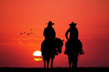 Couple on horse clipart