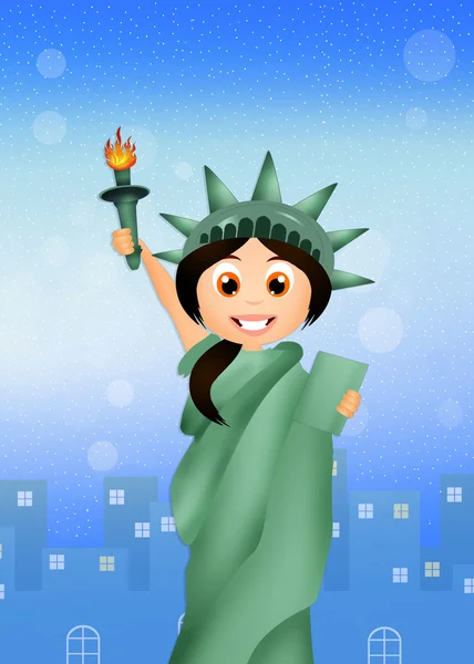 Chica vestida como la Estatua de la Libertad —  Fotos de Stock