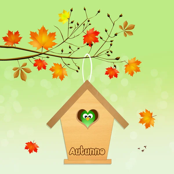 Birdhouse no outono — Fotografia de Stock
