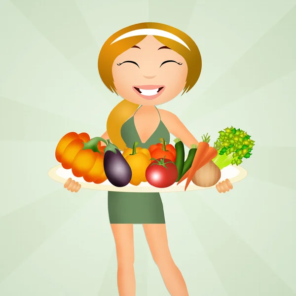 Girl with vegetables — Stock Photo, Image