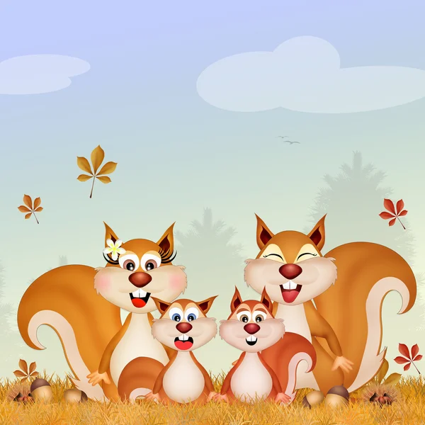 Squirrels family — Stock Photo, Image