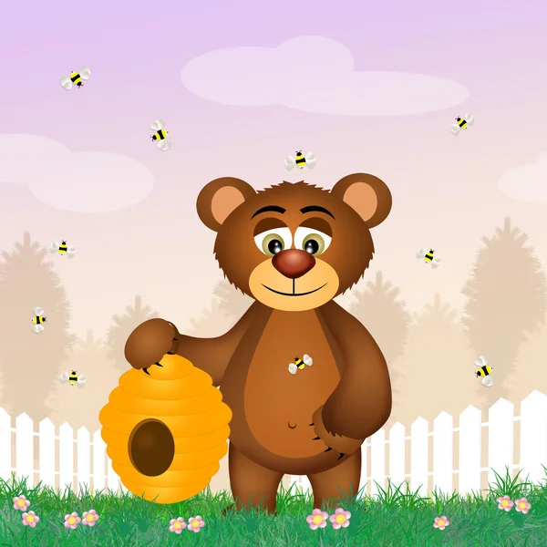 Bear with beehive — Stock Photo, Image