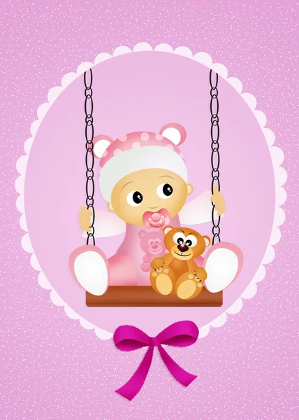 Baby female on swing — Stock Photo, Image