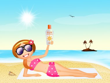 Güneş koruma ile kız