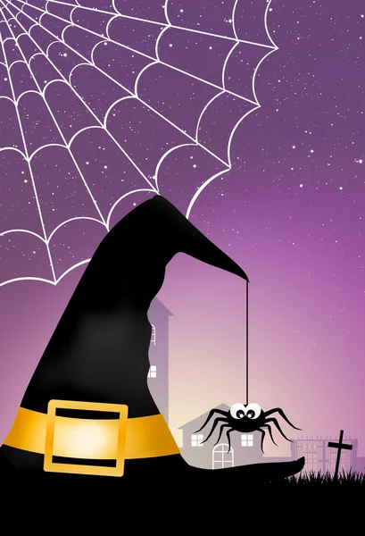 Spider on witch hat — Stock Photo, Image