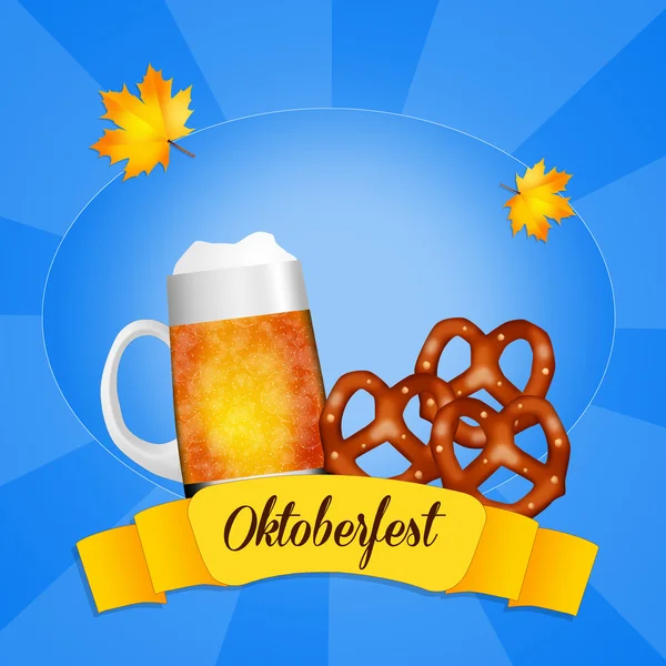 Oktoberfest öl och kringla — Stockfoto