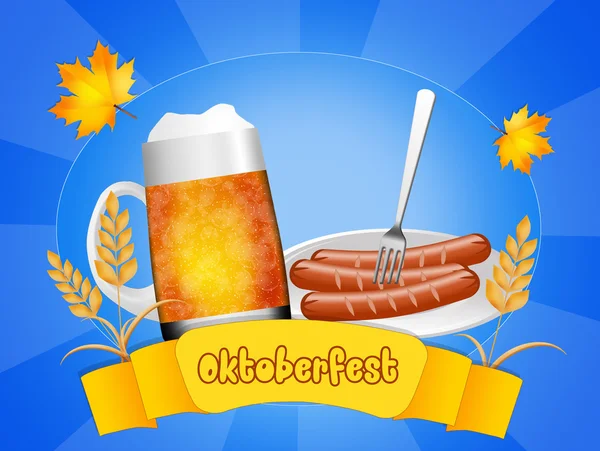 Oktoberfest salsichas e cerveja — Fotografia de Stock