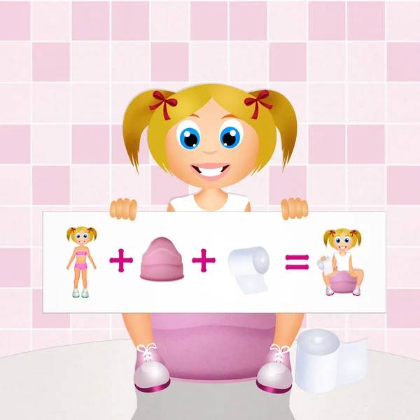 Girl learning to use the potty — Stock Photo, Image