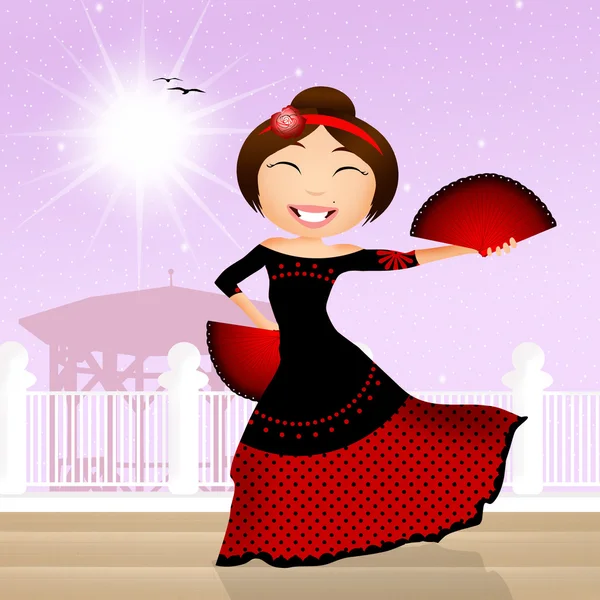 Девушка танцует фламенко — стоковое фото