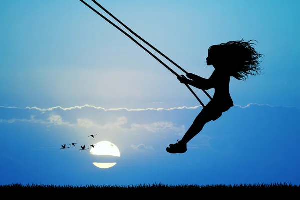 Girl on swing — Stock Photo, Image