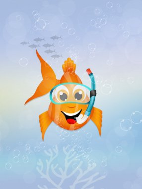 Tüplü maske ile kırmızı balık