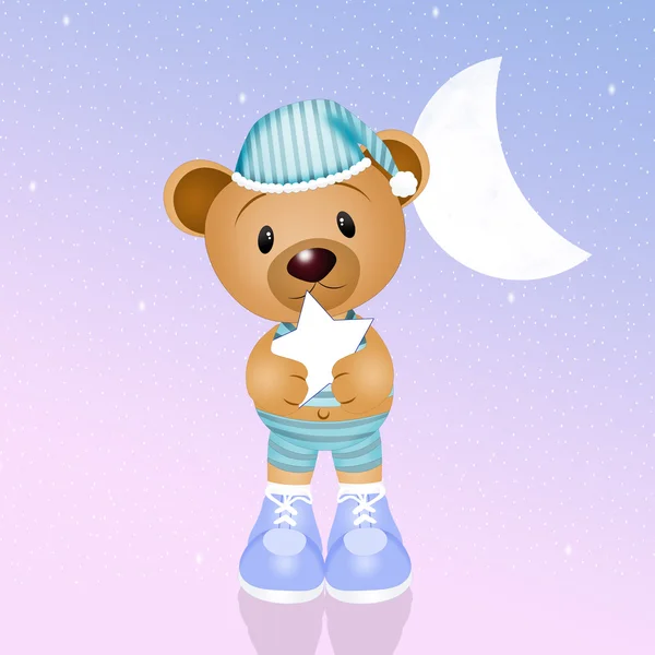 Teddy with star in the night — Stock Photo, Image