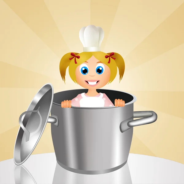 Girl in the pot — Stock Photo, Image