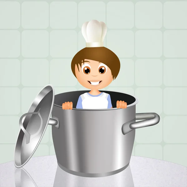 Enfant dans le pot — Photo