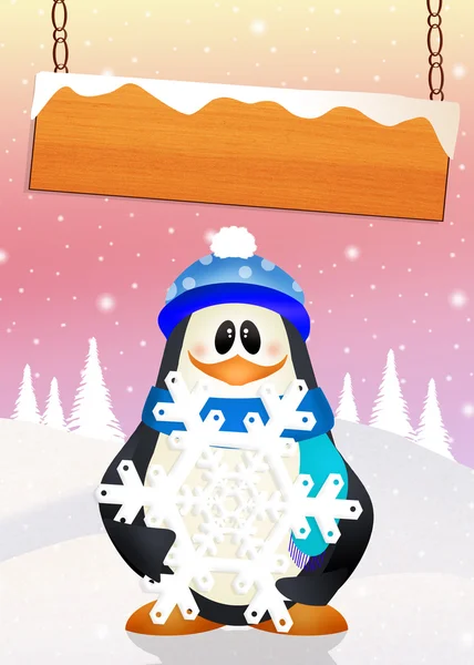 企鹅在圣诞节 — 图库照片