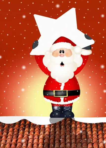 Santa Claus on roof — Stock Photo, Image