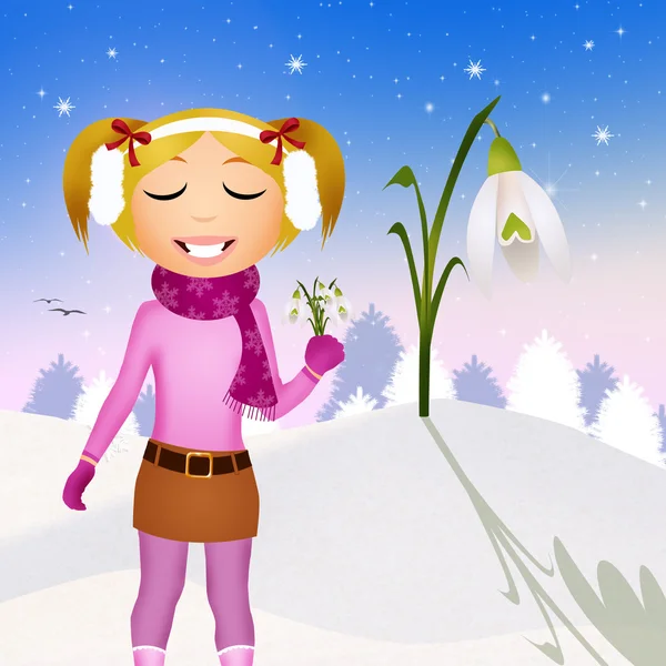 Chica con nevada — Foto de Stock