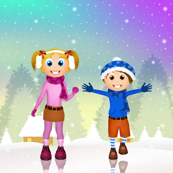 Dzieci bawiące się śnieg — Zdjęcie stockowe