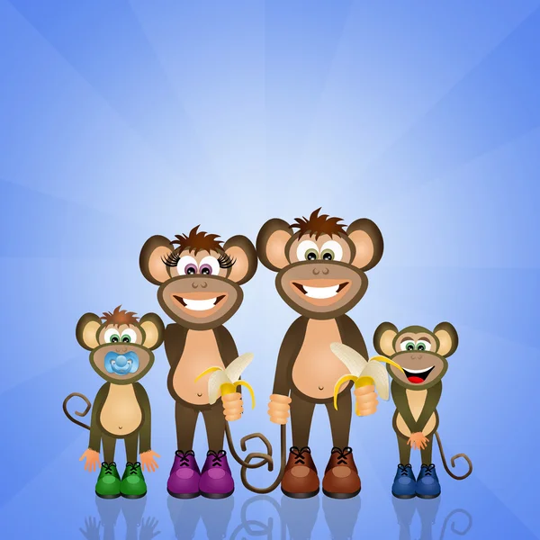 Monkeys family — Stock Photo, Image